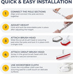 Shower Scrubber with Long Handle, Stiff Bristles Grout-Brush, Tub Scrub-Brush - Image 4