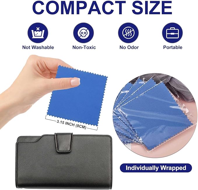 SEVENWELL 50pcs Jewelry Cleaning Cloth Dark Blue Polishing Cloth - Image 2
