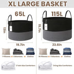 Woven Blanket Basket, 65L Large Rope Storage Bin - Image 2