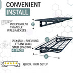 2-Pack 2x4ft Garage Wall Shelves, 2 Shelf Total 8 ft Garage Shelving Wall - Image 4