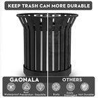 27.6IN Round Large Outdoor Trash Can, Heavy Duty Metal Slatted Garbage Can - Image 4
