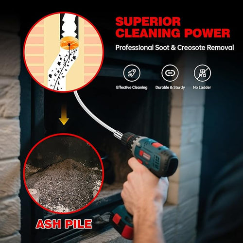 39 Feet Chimney Sweep Kit, Chrome Button Locking System, Chimney Cleaning Kit - Image 2