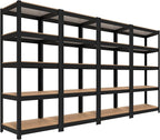 HOMEDANT House Black 5 Tier 24.4" W Laminated Metal Shelving Unit Adjustable by TheBestOrganizingSolution