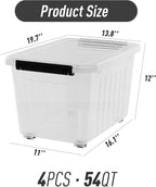 Citylife 54 QT Clear Plastic Storage Bins - Image 3