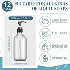 Tessco for you 12 Pack Clear Soap Dispenser Empty Plastic Pump Bottles - Image 2