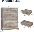 6 Drawer Dresser for Bedroom, Rustic Farmhouse Dresser - Image 2