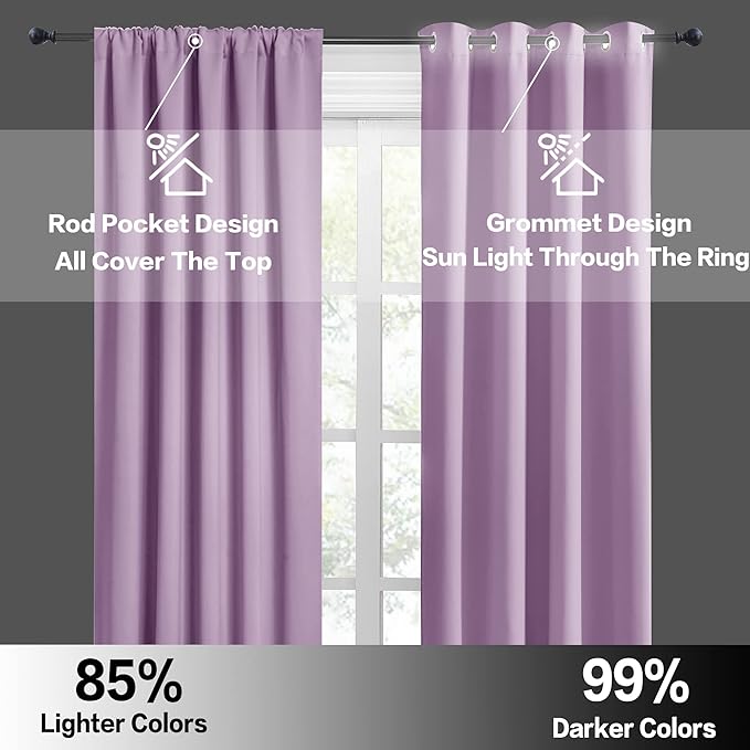 RYB HOME 84 inch Curtains Blackout, Solid Energy Efficiency Curtains & Drapes - Image 6