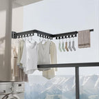 Clothes Drying Rack Foldable Wall Mounted Drying Rack 3 Fold Black-Laundry - Image 2