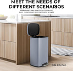 8 Gal Kitchen Trash Can, 30L Recycling or Garbage Bin, Brushed Stainless Steel - Image 6