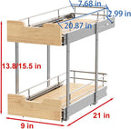 Pull Out Cabinet Organizer, Heavy-Duty Slide Out Shelf, Wood and Wire Basket - Image 2
