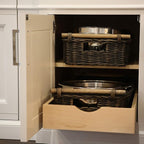The Basket Lady Low Pole Handle Wicker Storage Basket, 15 in L x 9 in W x 5 in H - Image 4