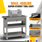 3 Tier Rolling Tool Cart with Drawers, 450 LBS Capacity Tool Cart on Wheels - Image 3