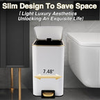 Small Bathroom Trash Can with Lid Soft Close, 1.8 Gallon Stainless Steel - Image 3