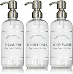 Clear Refillable Shampoo and Conditioner Bottles by ArtanisHome