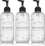 Clear Refillable Shampoo and Conditioner Bottles by ArtanisHome
