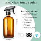 16oz Amber Glass Spray Bottles, 4 Pack Glass Spray Bottles Refillable Empty - Image 2