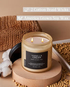 M&SENSE Vanilla Soy Candles, Medium 2 Wick 11.6oz 70 Hours Burning Time - Image 3