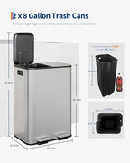 GarveeHome 2 x 8 gal Stainless Steel Double Trash Can - Image 6