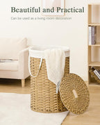 Large Laundry Hamper Laundry Basket Round 34.3 Gal Handwoven Wicker Laundry - Image 7