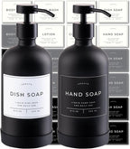 16oz Glass Soap Dispenser with Stainless Steel Pump, 21 Waterproof Labels by Verute