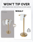 Toilet Paper Holder Stand, Brushed Brass Toilet Paper Holder Free Standing - Image 6
