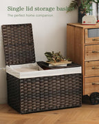 Storage Basket with Lid Rattan Woven Storage Baskets with 2 Separate Lids - Image 2