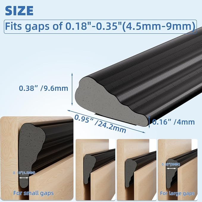 Wedge-Shape Window Weather Stripping Door Frame Seal Strip 118” White, Upgrade - Image 2