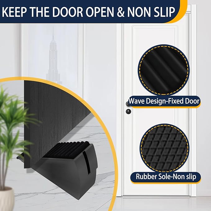Heavy Duty Door Stopper Adjustable Spring Large Stoppers Wedge, Tall up to 3 - Image 5