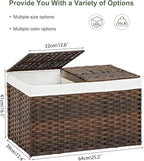 Storage Basket with Lid Rattan Storage Basket with 2 Separate Lid, 27.8 Gallon - Image 4