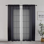 Chyhomenyc Black Sheer Curtain 72 Inches Length 2 Panels, Voile Top Dual Rod by Chyhomenyc