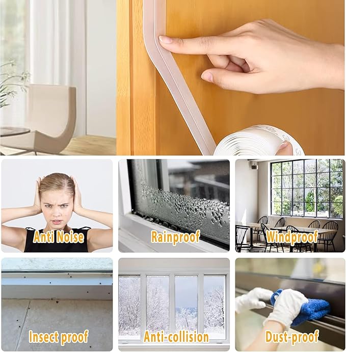 49.2 Ft Door Weather Stripping Door Seal Strip Tape, Silicone Door Draft Stopper - Image 3