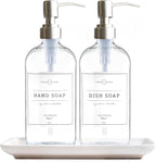 Vine Creations Glass Soap Dispenser, 2 Pack Kitchen Soap Dispenser Set by VineCreations