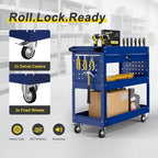3-Tier Rolling Tool Cart with Drawers, Heavy Duty Utility Storage Cart with - Image 4