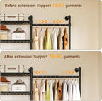 ONBRILL L4 Wall Mounted Industrial Pipe Clothing Rack, Closet Organizer System - Image 4