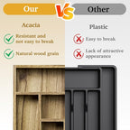 Acacia Wood Silverware Drawer Organizer, Kitchen Utensil Cutlery Drawer - Image 6