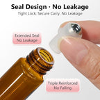 KEYWING 54 Pack Empty Essential Oil Roller Bottles – 10ml Amber Glass Roll-On - Image 4
