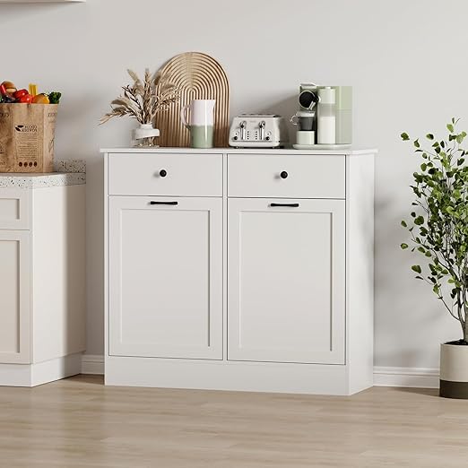 Double Tilt Out Trash Can Cabinet, 2 x 10 Gallon Wooden Trash Bin Cabinet - Image 8