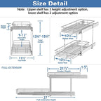 2 Tier Individual Pull Out Cabinet Organizer 11½" W x 21½" D, Heavy Duty - Image 3