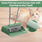 JOYMOOP Dark Teal Green Broom and Dustpan Set, Upright Angle - Image 6