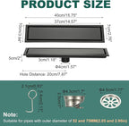 uxcell Rectangular Shower Drain, Brushed 304 Stainless Steel Odor-Proof Floor - Image 2