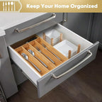 Silverware Organizer, 10 Inch Utensil Organizer Kitchen Drawer Organizer Bamboo - Image 5