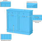 Betterhood Tilt Out Trash Cabinet 10 Gallon Wooden Free Standing Laundry Sorter - Image 5