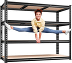 REIBII 48" W Garage Shelving Heavy Duty, 2000LBS Storage Shelves, 4 Tier by REIBII