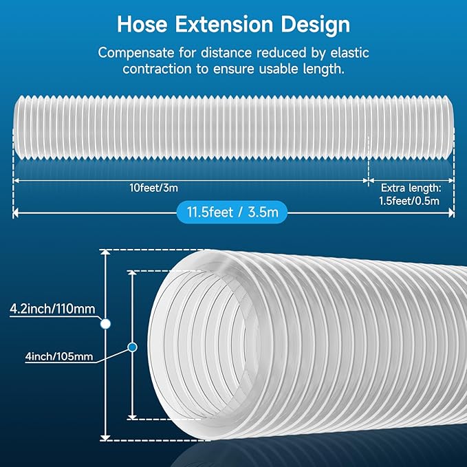 Hon&Guan 4" x 10' Dust Collection Hose, Flexible Clear Odorless PVC Dust - Image 5