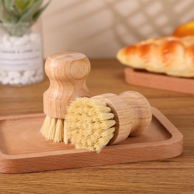 Nuenen 60 Packs Bamboo Dish Scrub Brushes Wooden Scrubbers Set Kitchen - Image 2