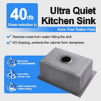 24x18x9 Inch Kitchen Sink, Handmade 304 Black Stainless Steel Single Bowl - Image 3