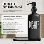 MOMEEMO Black Soap Dispenser Set, Contains Dish and Hand Soap Dispenser - Image 2