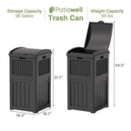 Patiowell 36 Gallon Outdoor Trash Can, Resin Outdoor Garbage Can - Image 6