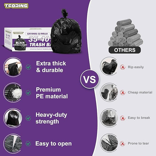 35-40 Gallon Black Trash Bags 120 Count - Image 2