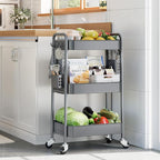 TOOLF 3 Tier Rolling Cart Storage Organizer, Metal Rolling Utility Cart - Image 8